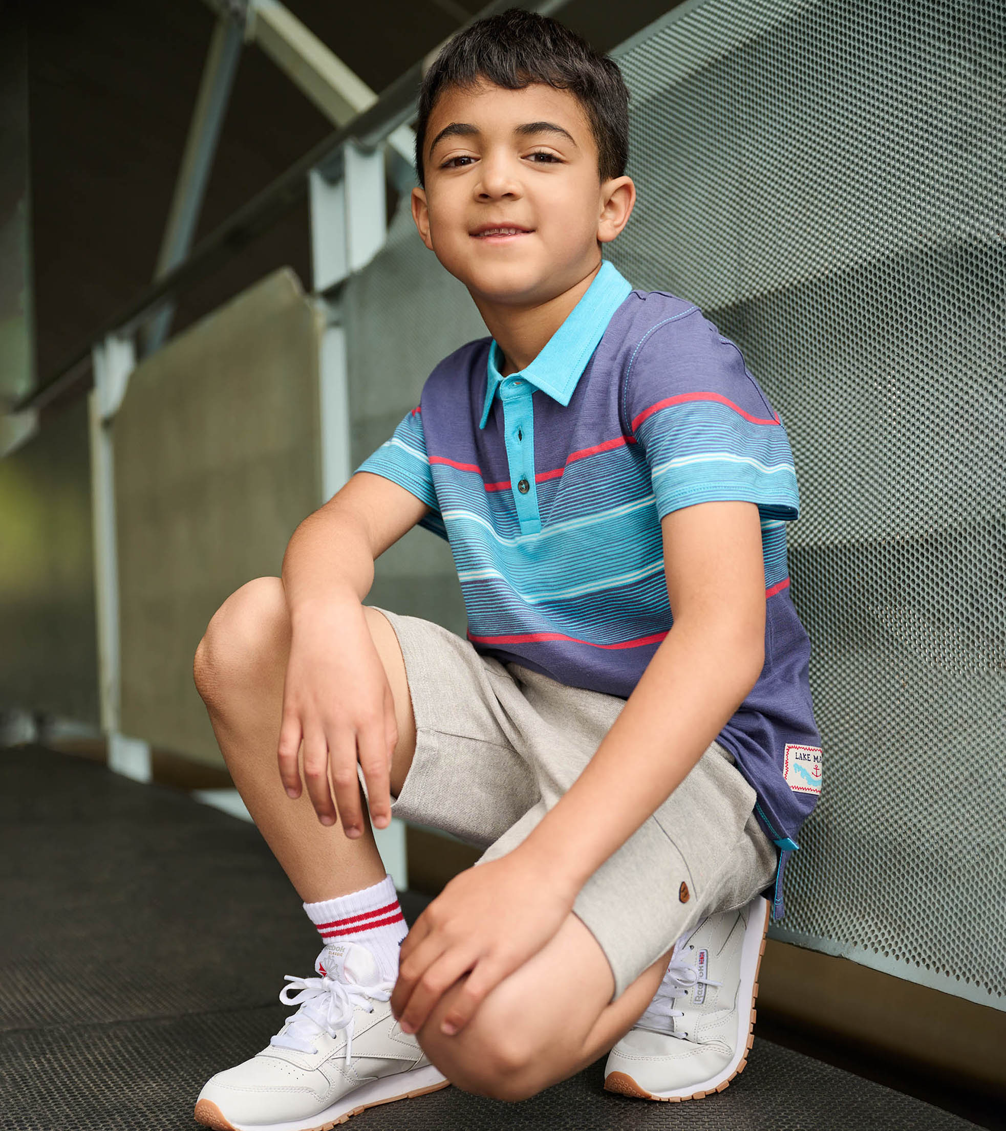 Boys Striped Blue Polo Tee | Hatley Boys