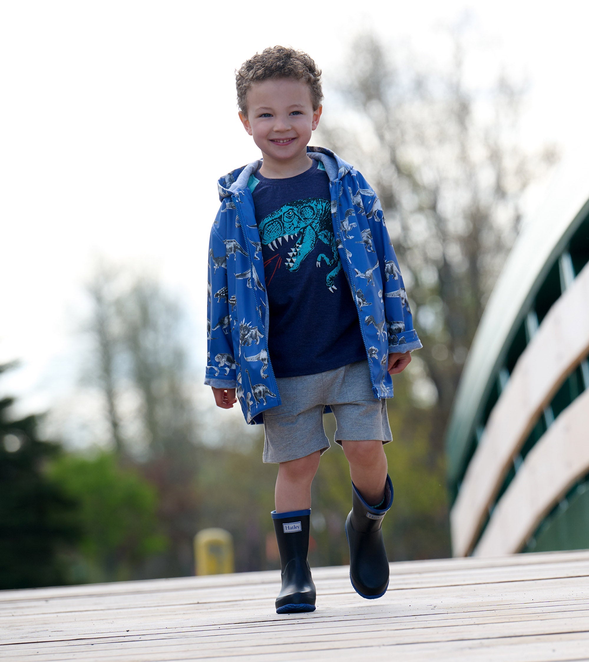 Boys Dino Extinction Zip-Up Rain Jacket | Hatley Boys