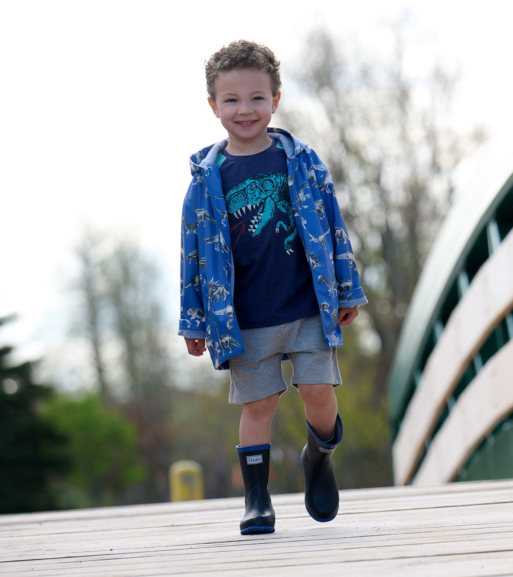 Boys Dino Extinction Zip-Up Rain Jacket | Hatley Boys