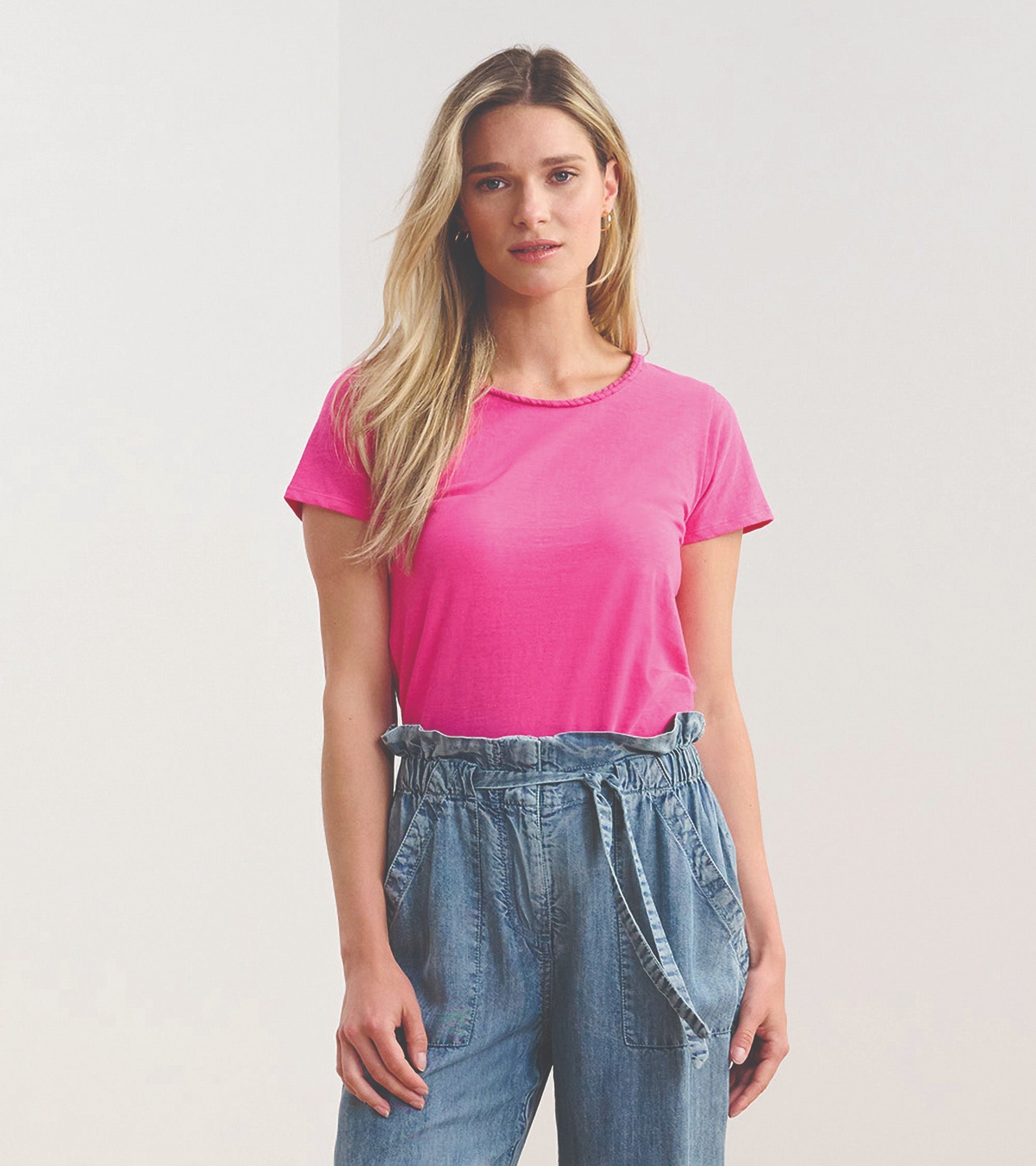 Braided Neck Tee - Fuschia | Hatley Women