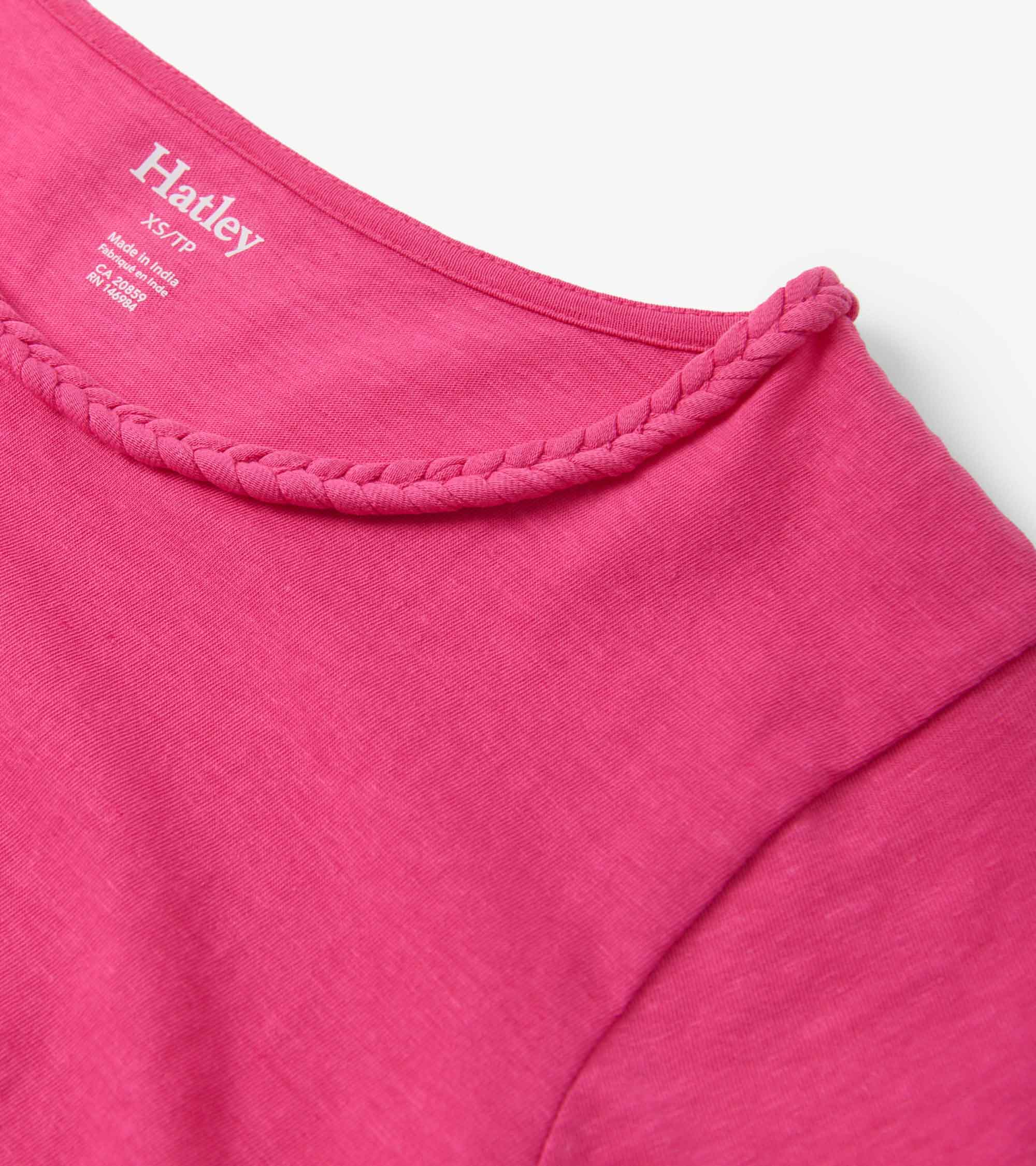 Braided Neck Tee - Fuschia | Hatley Women