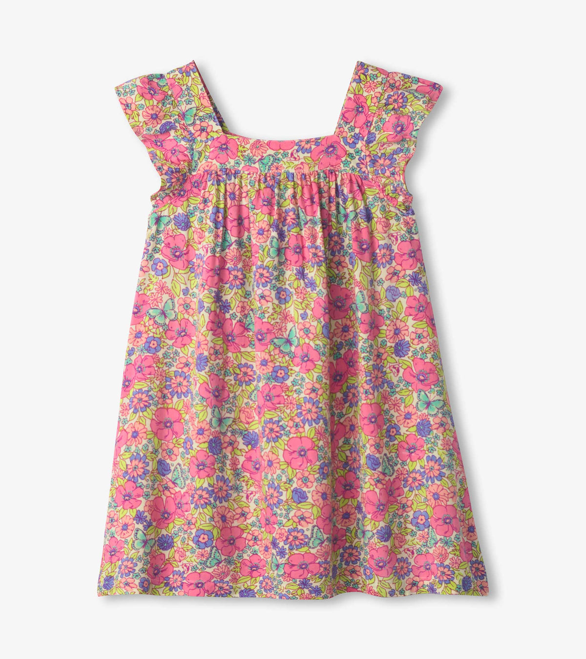 Girls Groovy Flowers Flutter Puff Dress | Hatley Girls