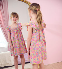 Girls Groovy Flowers Flutter Puff Dress | Hatley Girls