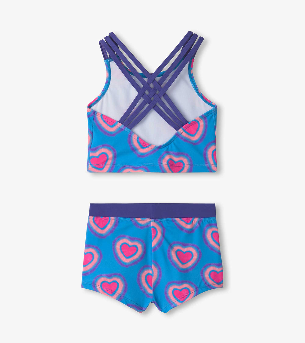 Girls Glowing Hearts Two-Piece Short Swimsuit | Hatley
