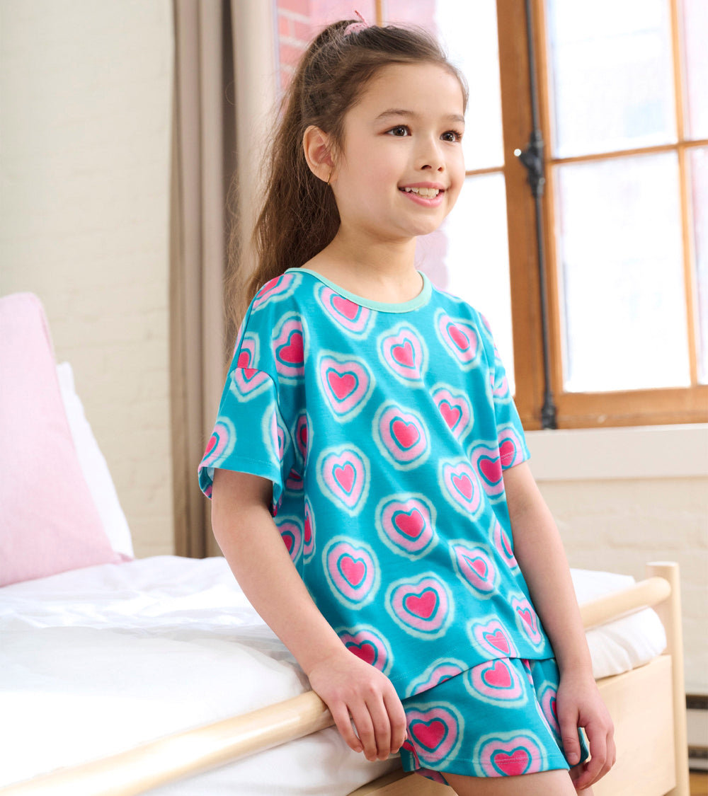 Girls Glowing Hearts Tee and Shorts Pajama Set | Hatley Onsale Girls