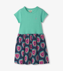 Girls Glowing Hearts Mixed Fabric Dress | Hatley Sale Girls