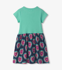 Girls Glowing Hearts Mixed Fabric Dress | Hatley Sale Girls