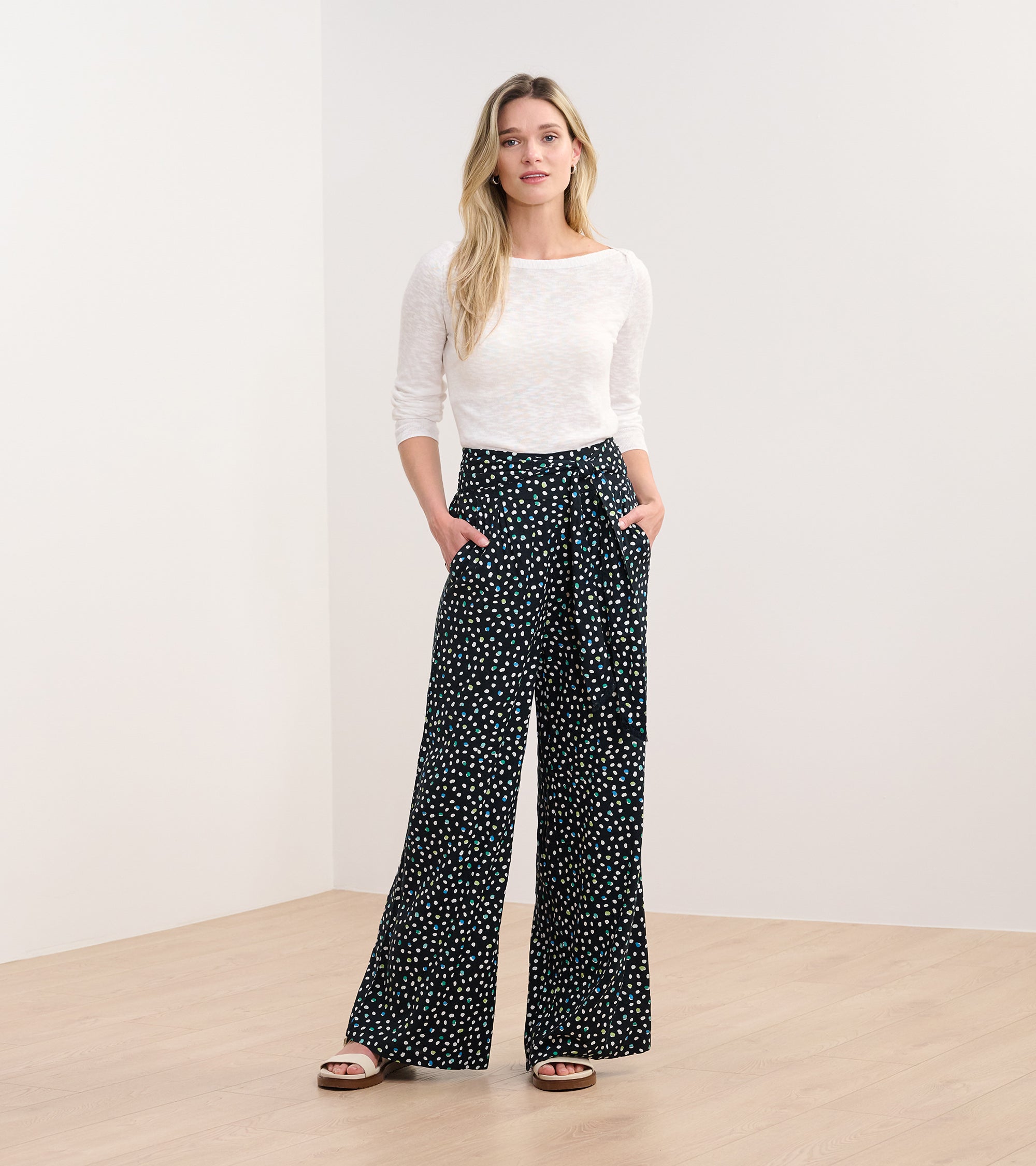 Belted Wide Leg Pants - Multi Dots | Hatley For Women