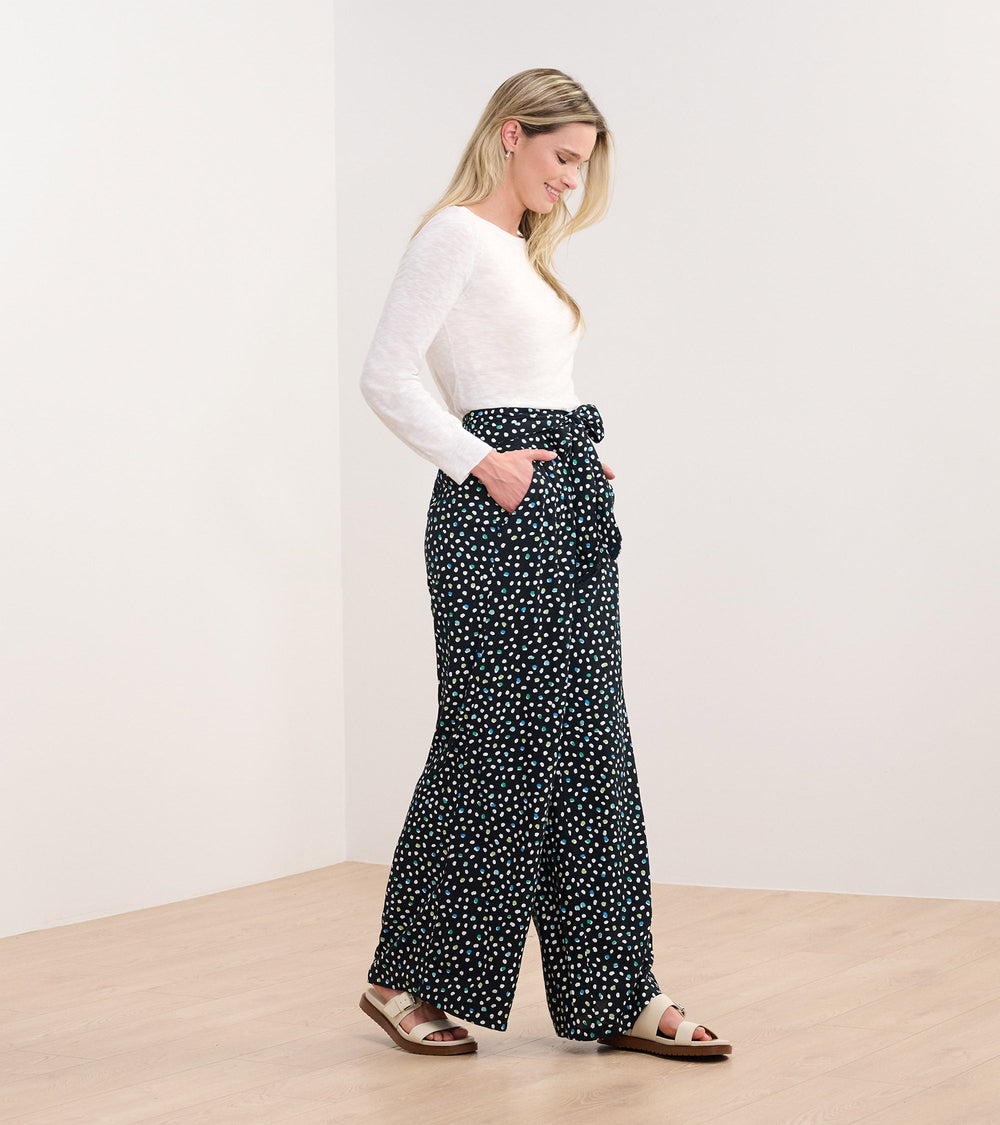 Belted Wide Leg Pants - Multi Dots | Hatley For Women