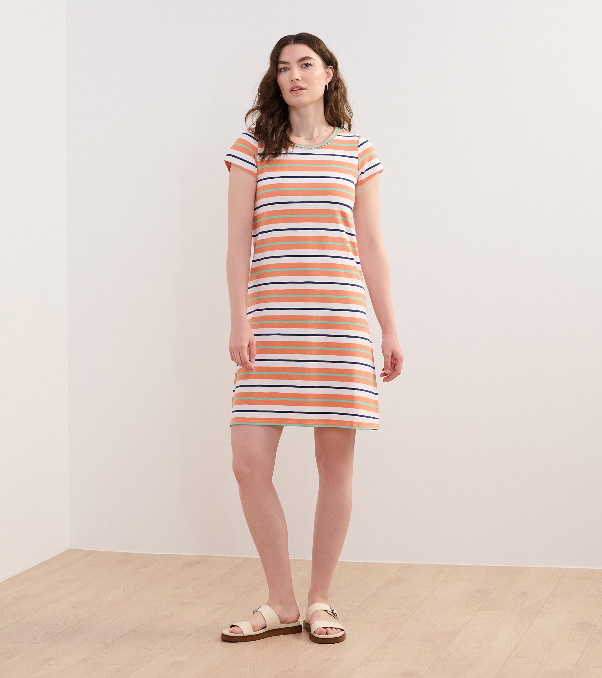 Cici A-Line Dress - Melon Stripes | Hatley