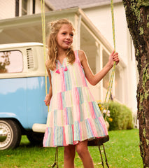 Girls Neon Stripes Tiered Dress | Hatley For Girls
