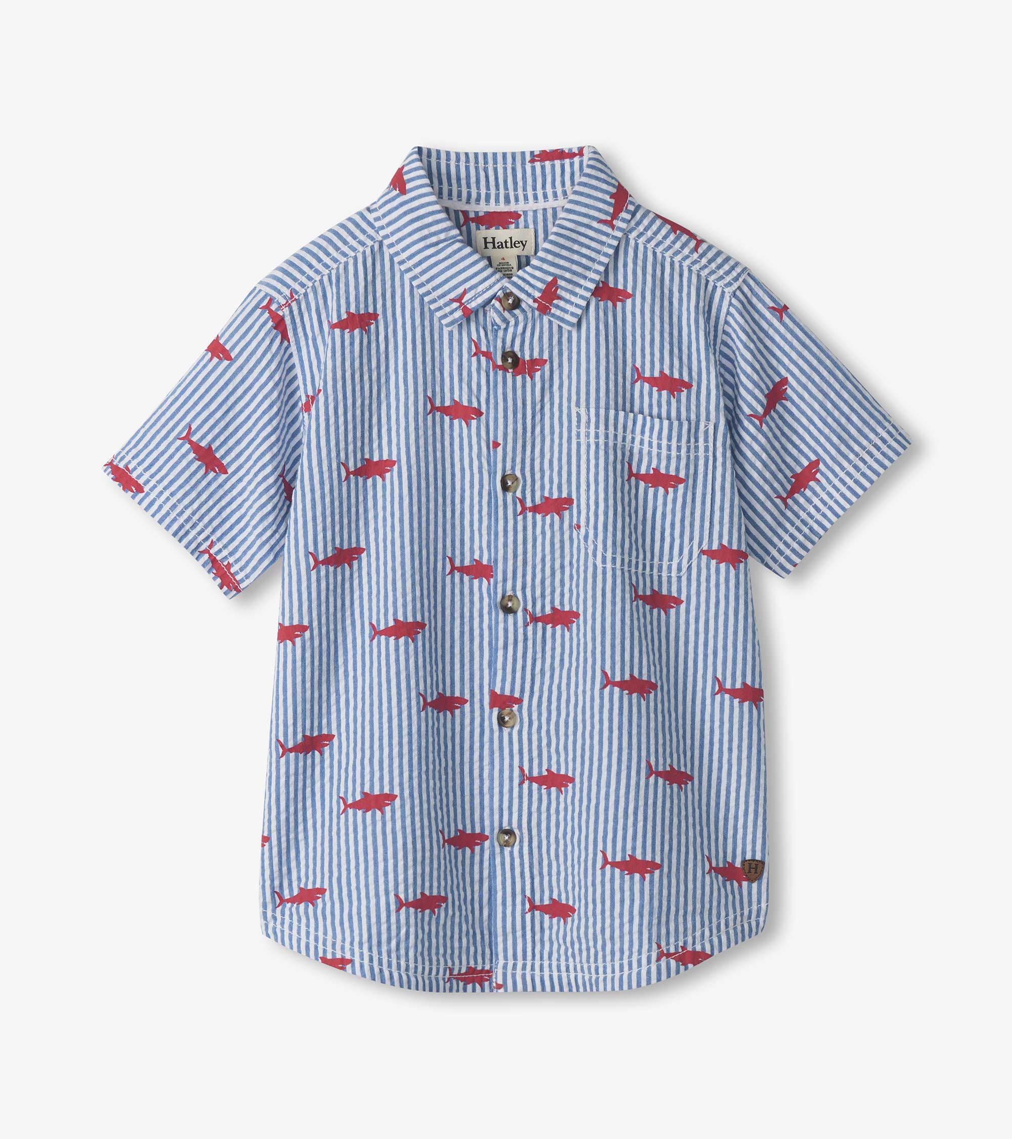 Boys Shark Silhouette Button Down Shirt | Hatley Outlet Boys