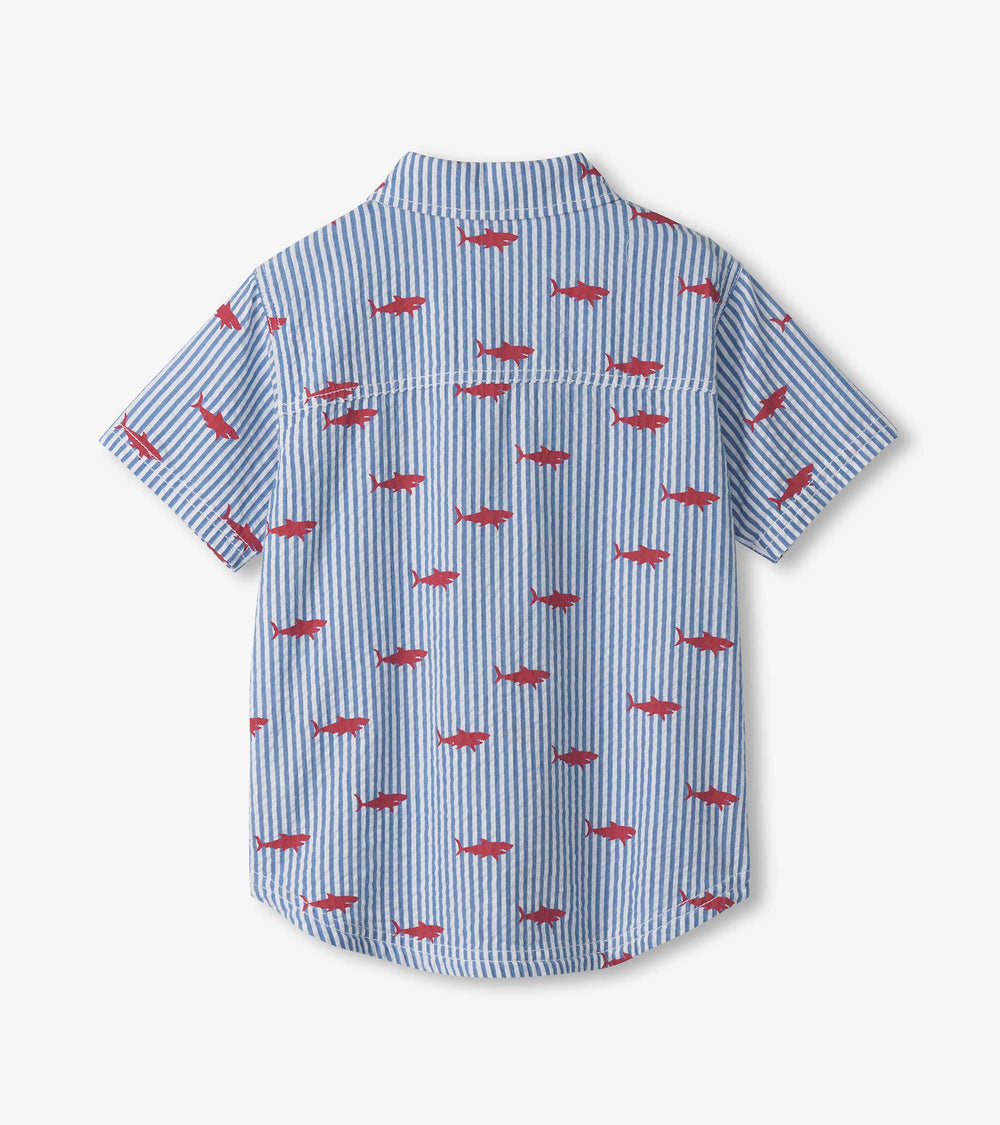 Boys Shark Silhouette Button Down Shirt | Hatley Outlet Boys