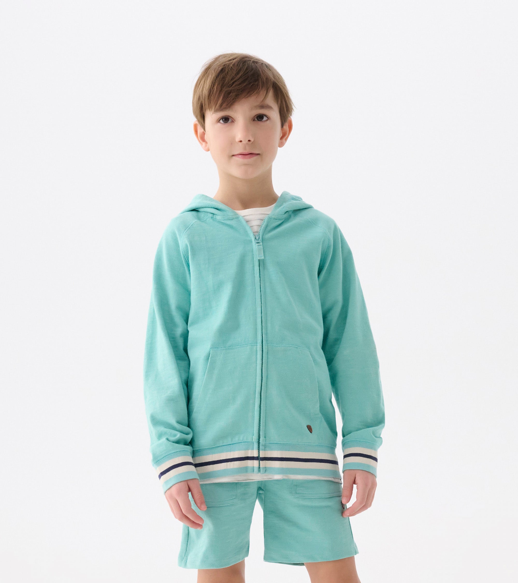 Boys Nile Blue Zip-Up Hoodie | Hatley Outlet Boys