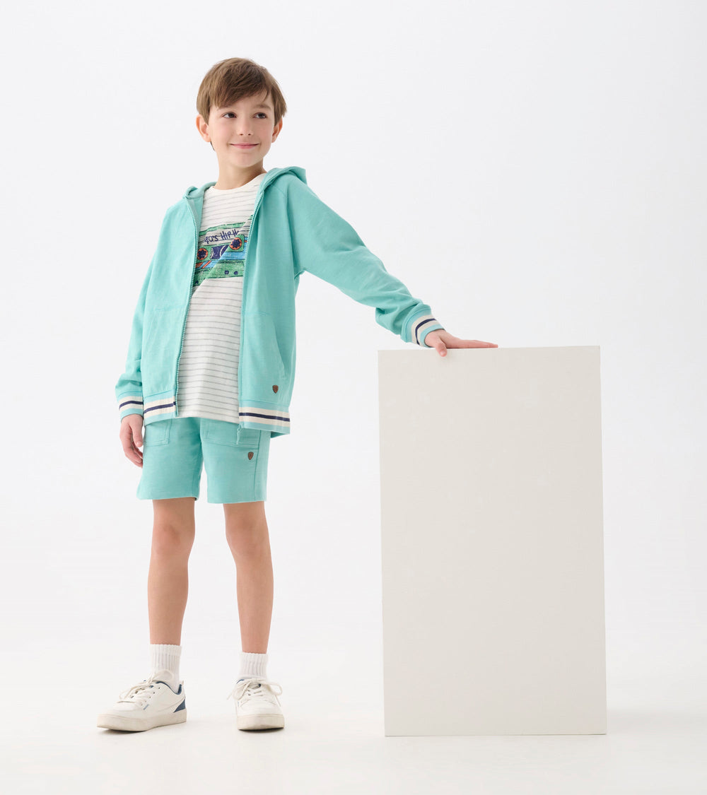 Boys Nile Blue Zip-Up Hoodie | Hatley Outlet Boys