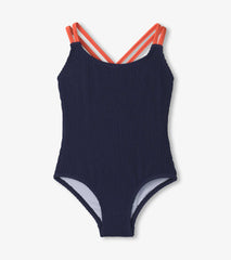 Girls Patriot Blue Cross Strap Swimsuit | Hatley US Girls