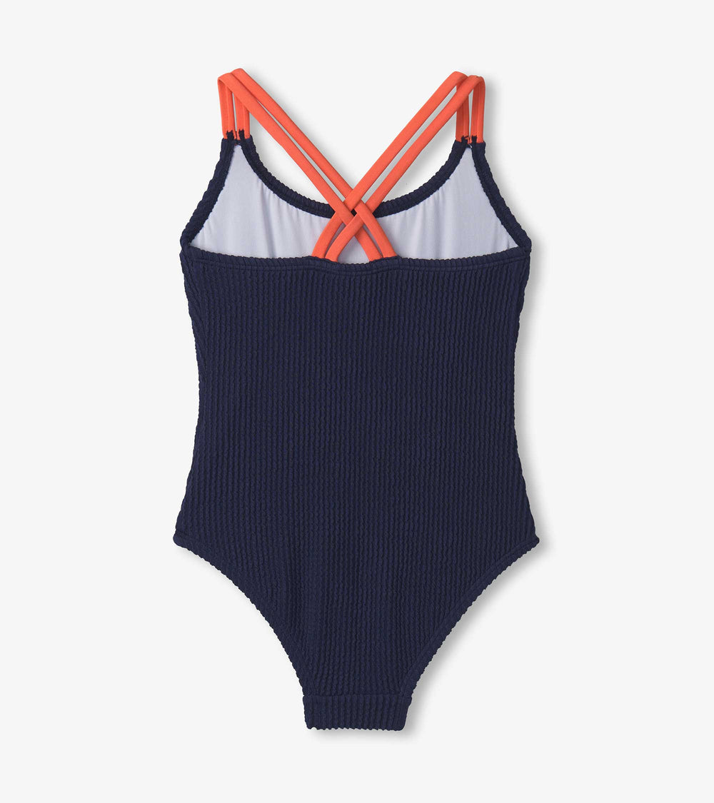 Girls Patriot Blue Cross Strap Swimsuit | Hatley US Girls