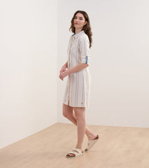 Cara Shirt Dress - Peach Chain Stripes | Hatley Discount Women