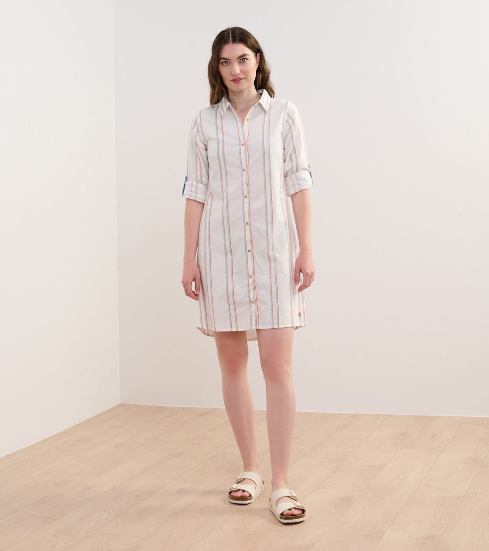 Cara Shirt Dress - Peach Chain Stripes | Hatley Discount Women