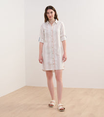 Cara Shirt Dress - Peach Chain Stripes | Hatley Discount Women