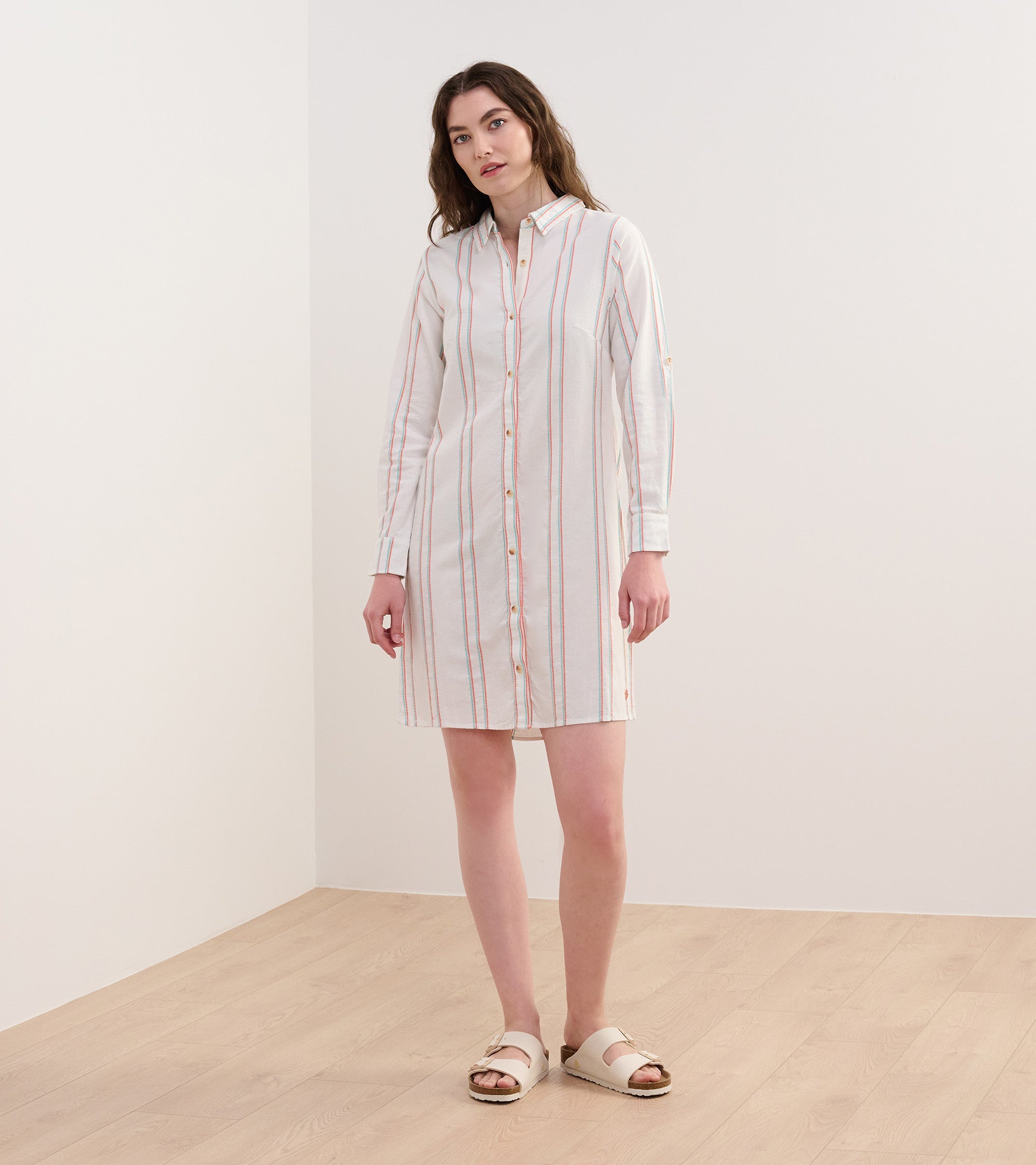 Cara Shirt Dress - Peach Chain Stripes | Hatley Discount Women