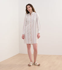 Cara Shirt Dress - Peach Chain Stripes | Hatley Discount Women