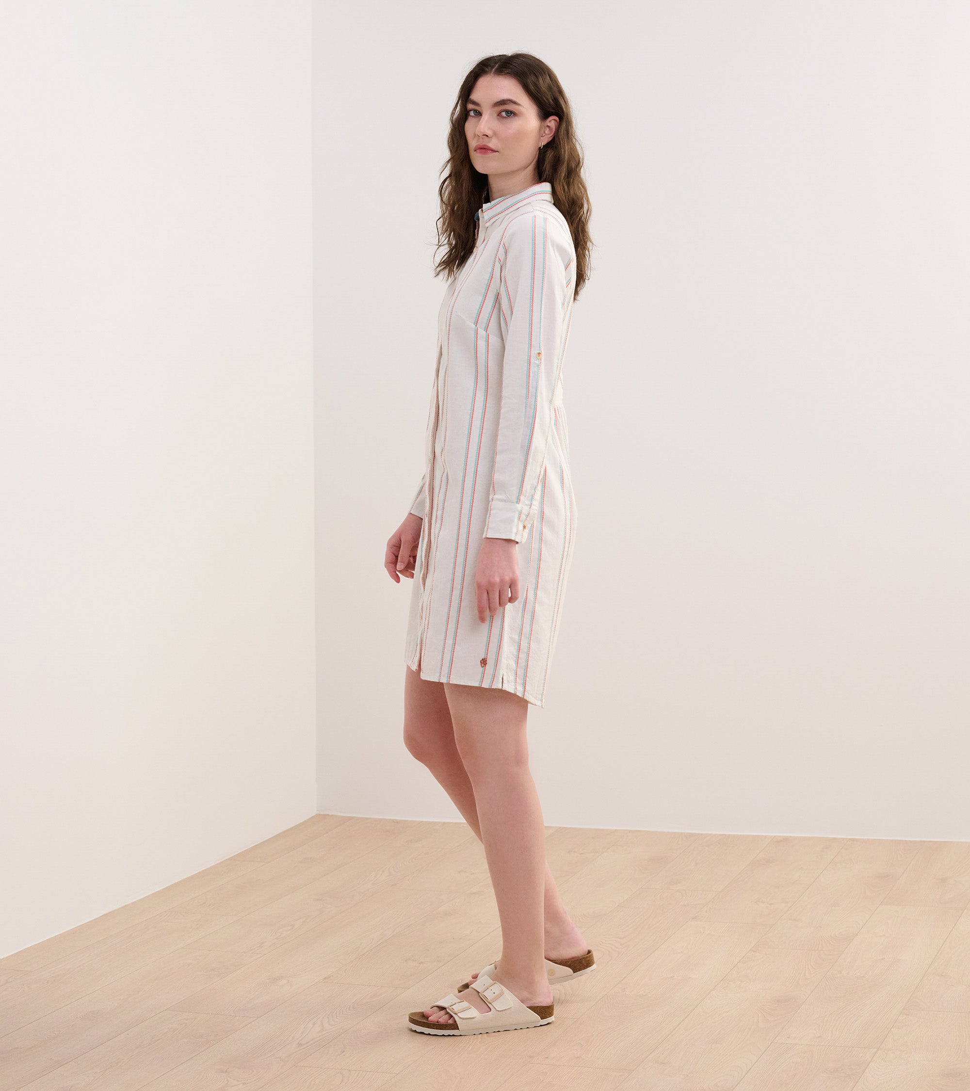 Cara Shirt Dress - Peach Chain Stripes | Hatley Discount Women
