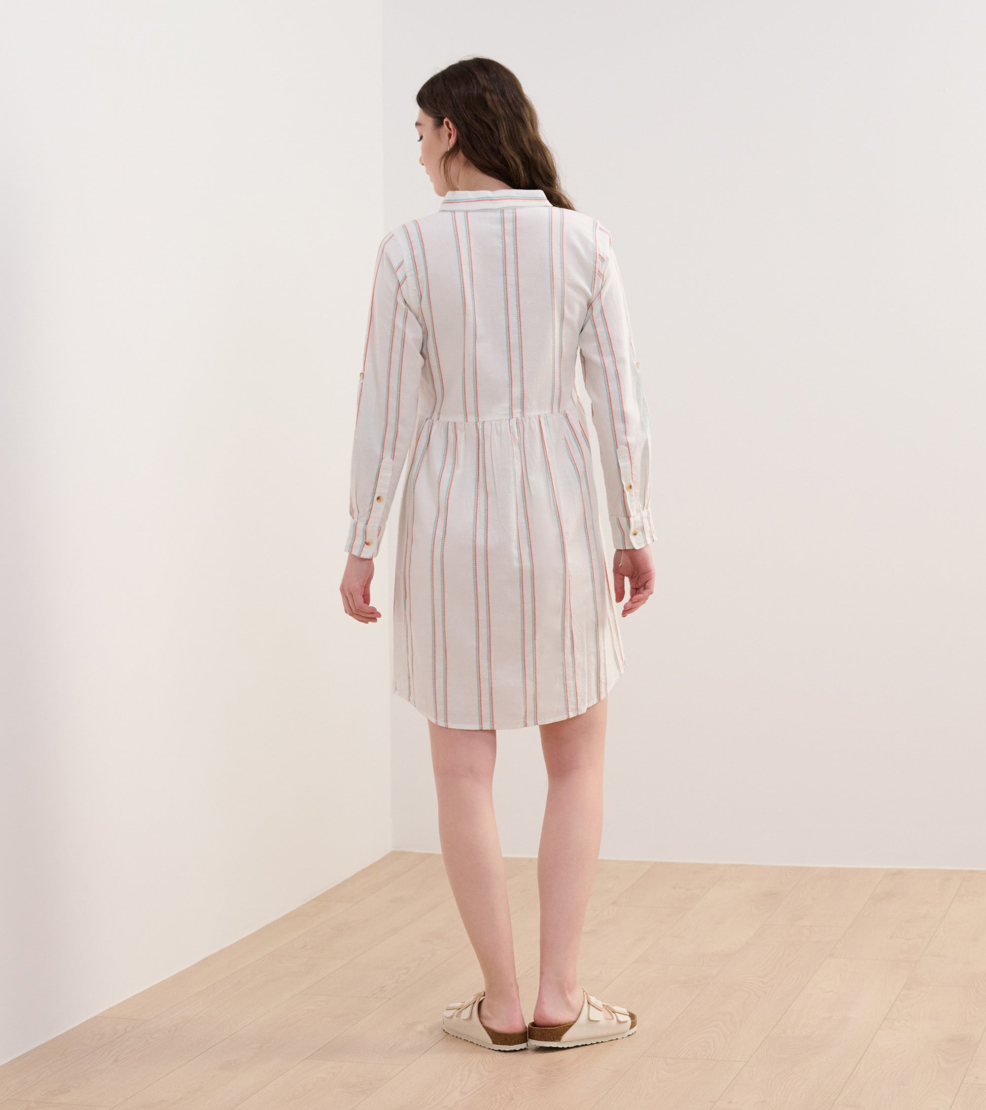 Cara Shirt Dress - Peach Chain Stripes | Hatley Discount Women