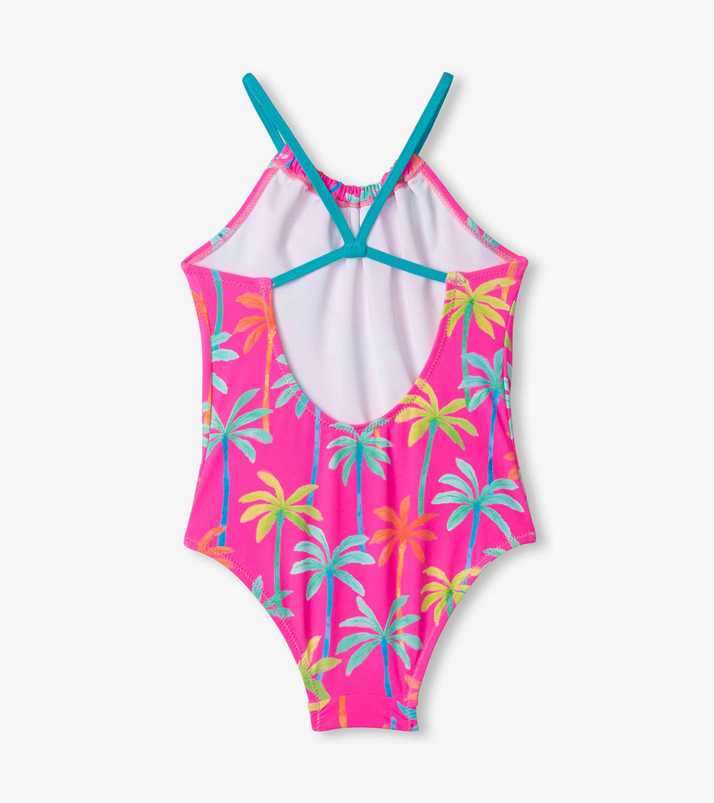 Girls Printed Palms Gather Front Swimsuit | Hatley Girls