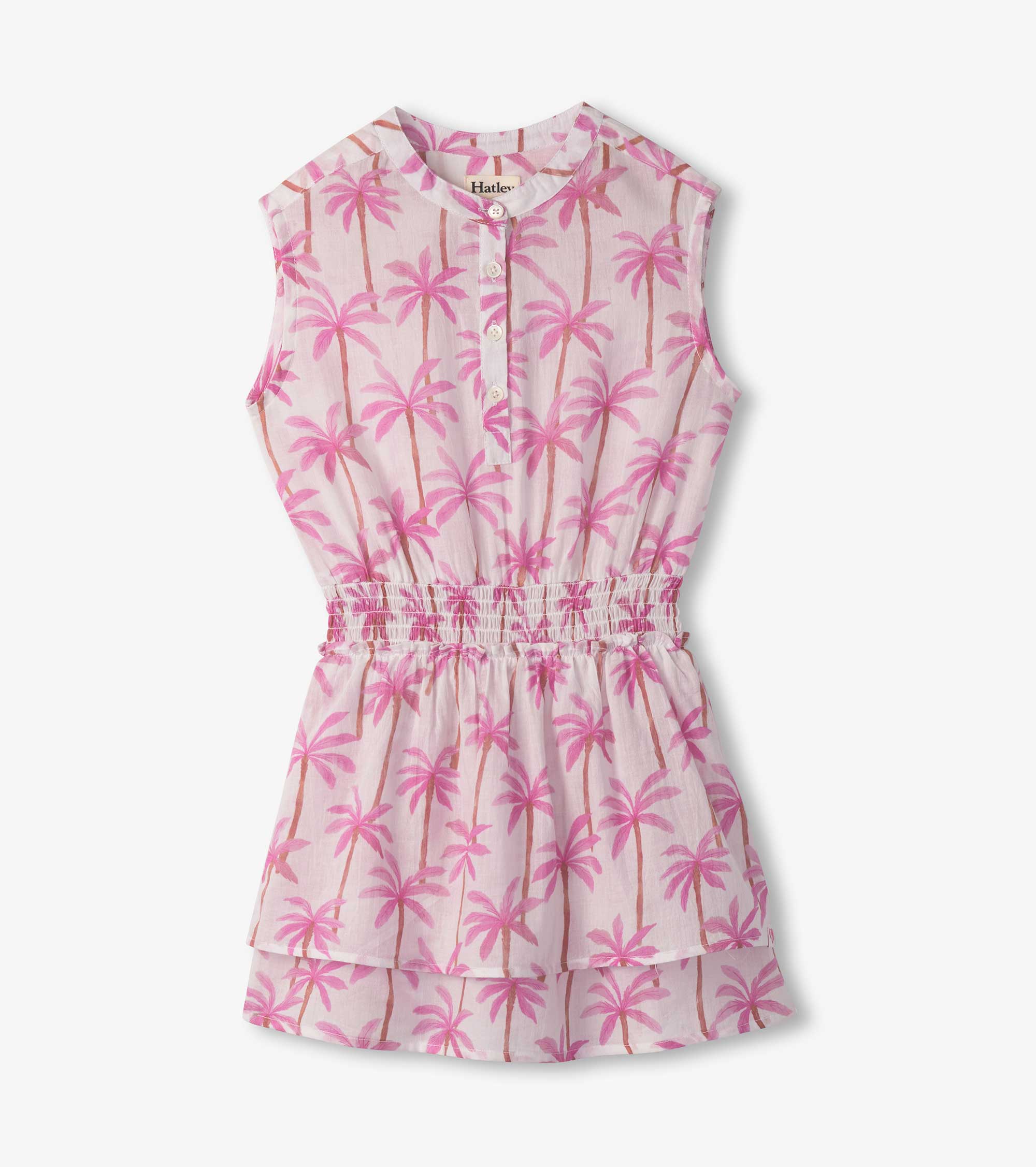 Girls Palm Trees Smocked Waist Dress | Hatley Girls