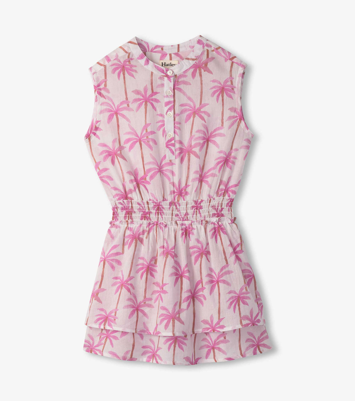 Girls Palm Trees Smocked Waist Dress | Hatley Girls