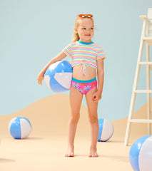 Girls Printed Palms Short Sleeve Tankini Set | Hatley
