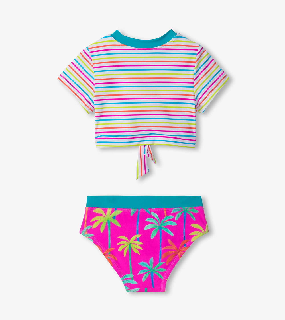 Girls Printed Palms Short Sleeve Tankini Set | Hatley