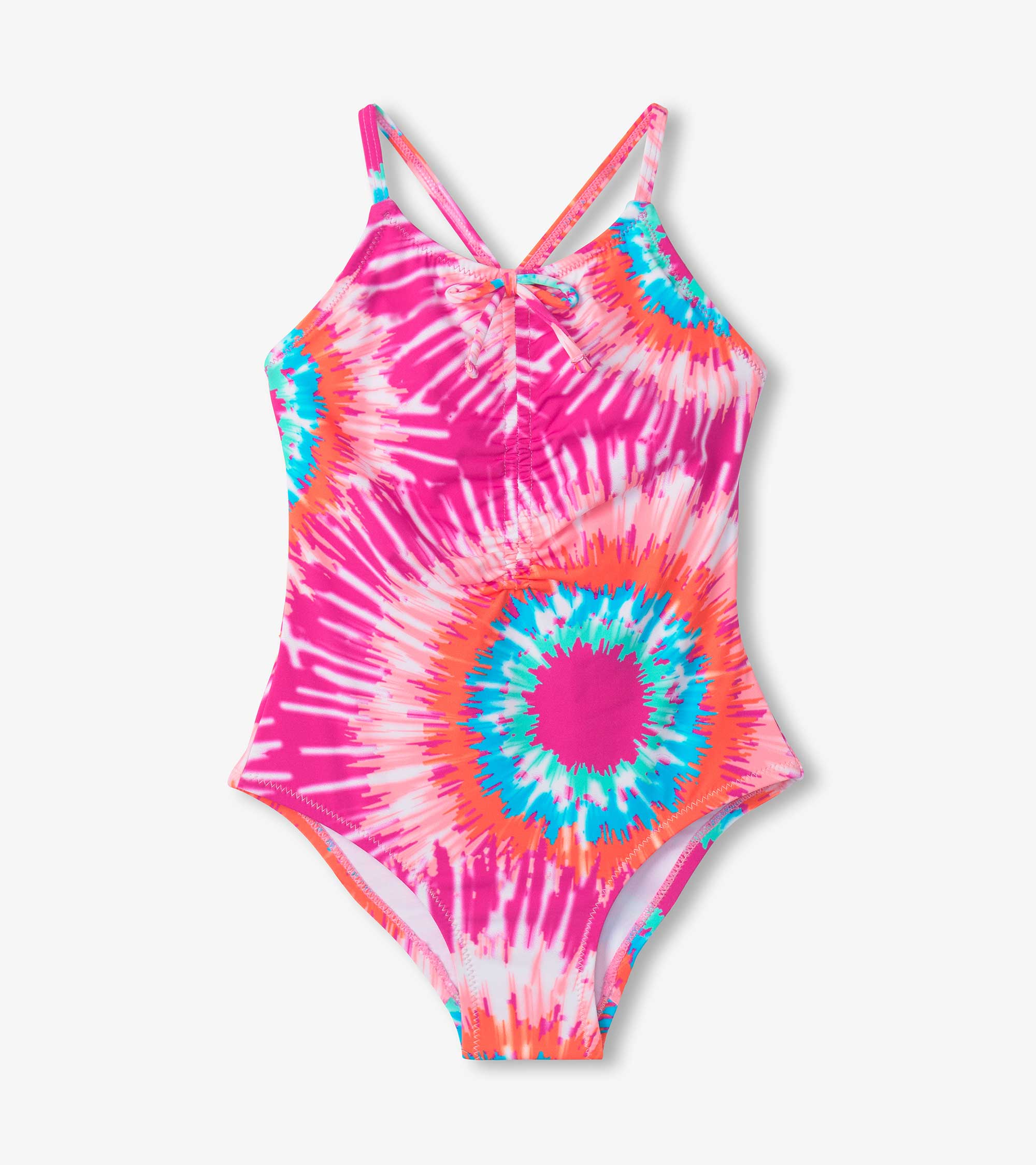 Girls Sunburst Tie Dye Ruched Front Swimsuit | Hatley Outlet Girls