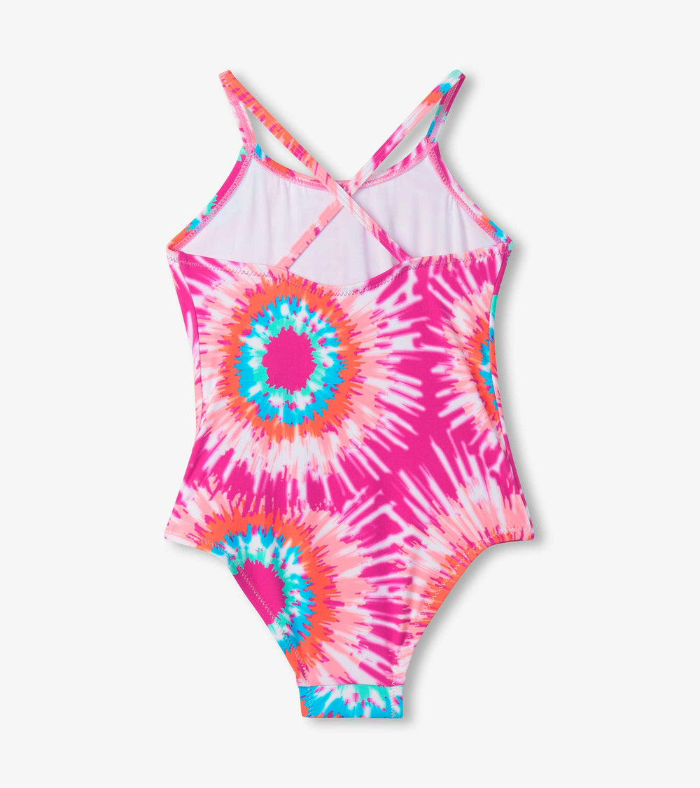 Girls Sunburst Tie Dye Ruched Front Swimsuit | Hatley Outlet Girls