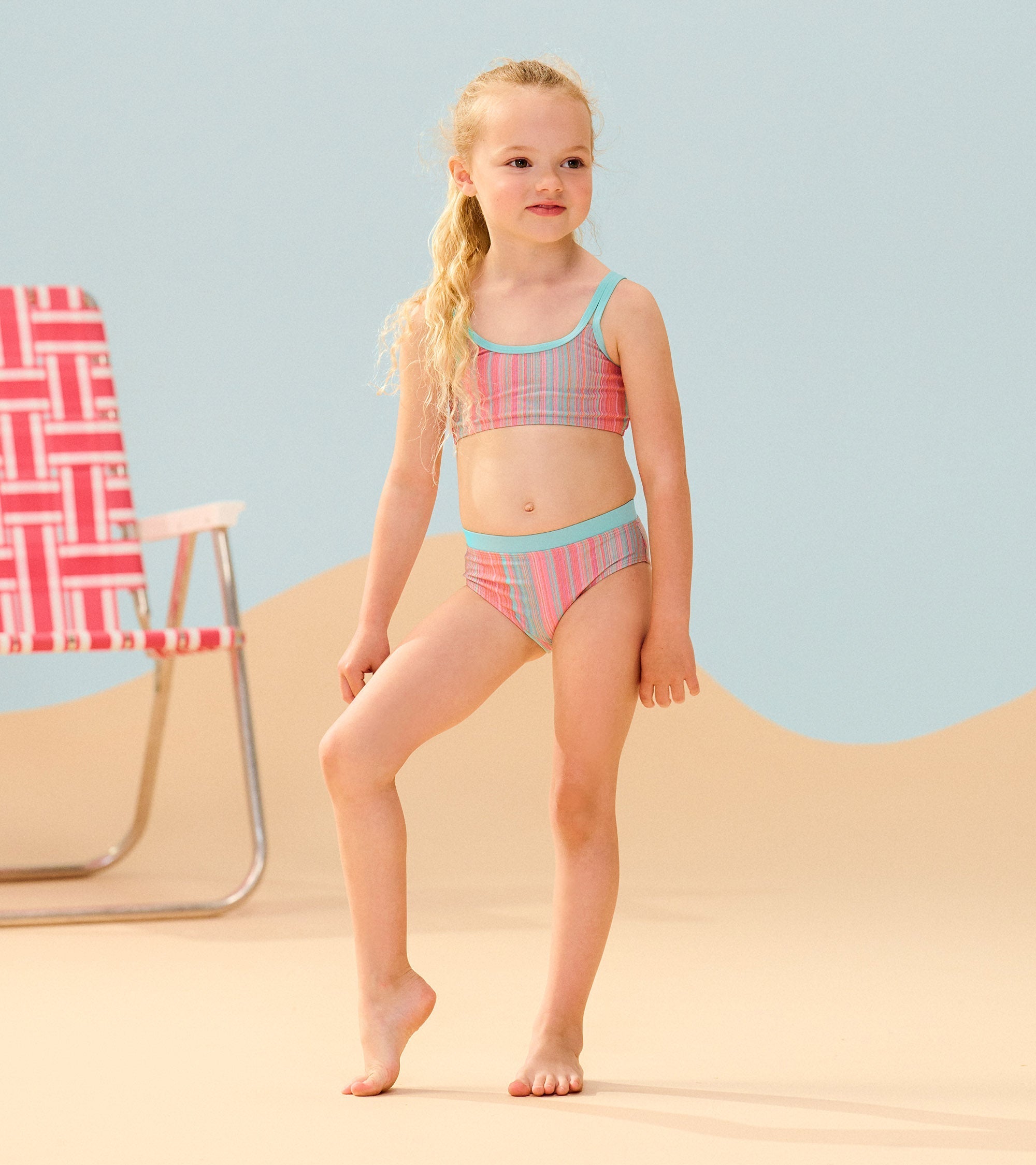 Girls Shimmer Stripe Bikini Set | Hatley For Girls