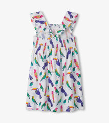 Girls Tropical Birds Smocked Dress | Hatley