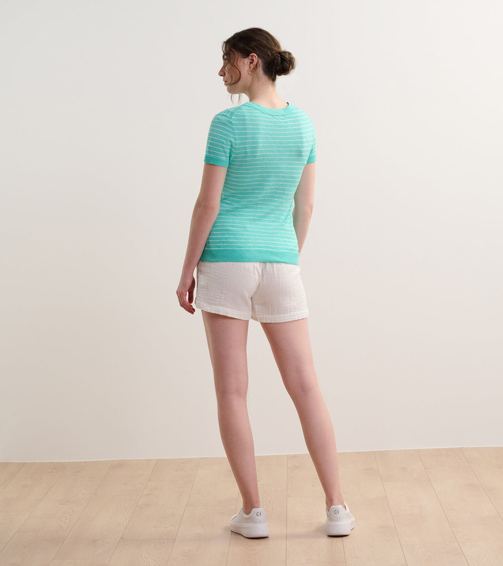 Simone Knit Tee - Teal Stripes | Hatley Onsale Women