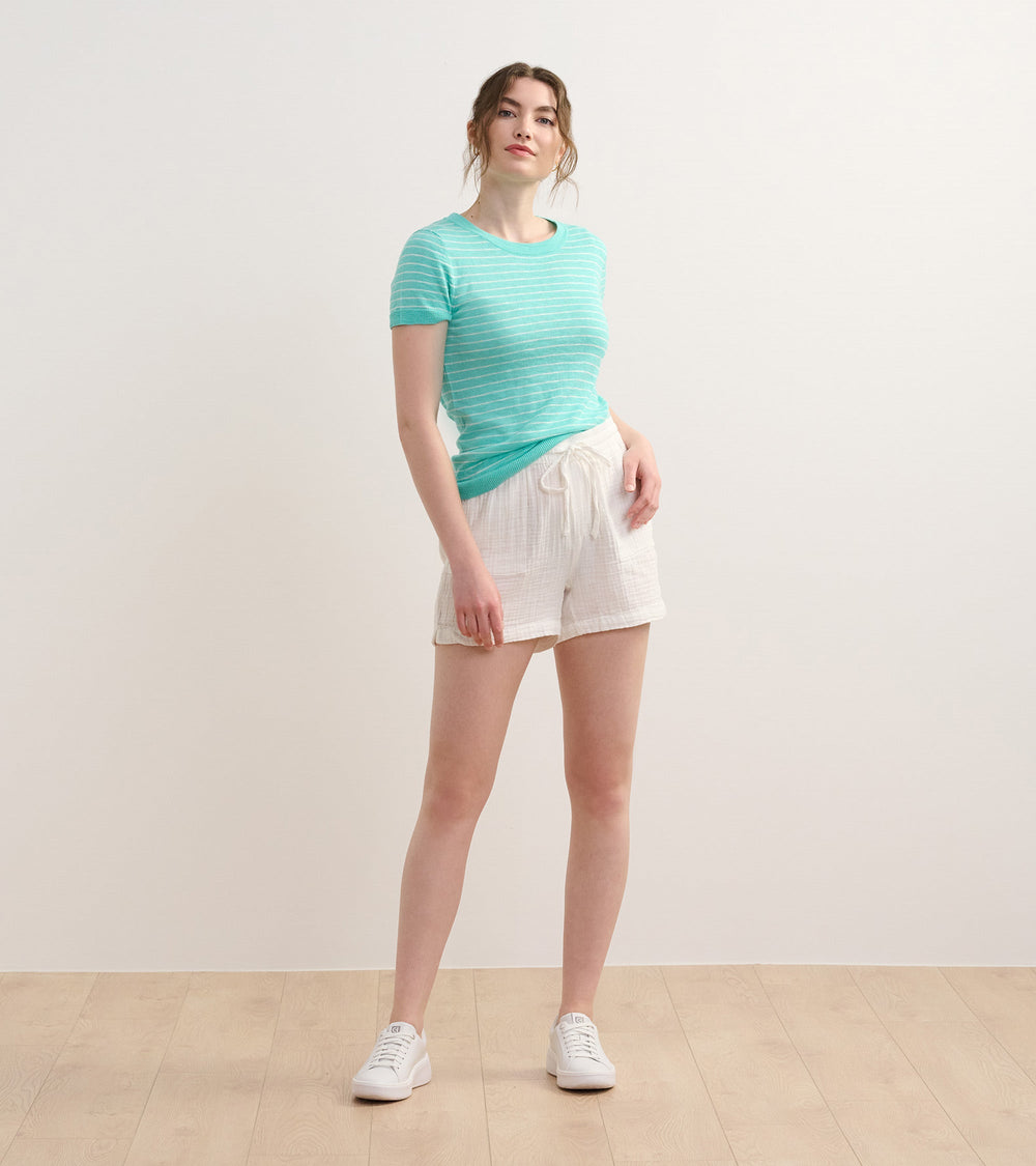 Simone Knit Tee - Teal Stripes | Hatley Onsale Women