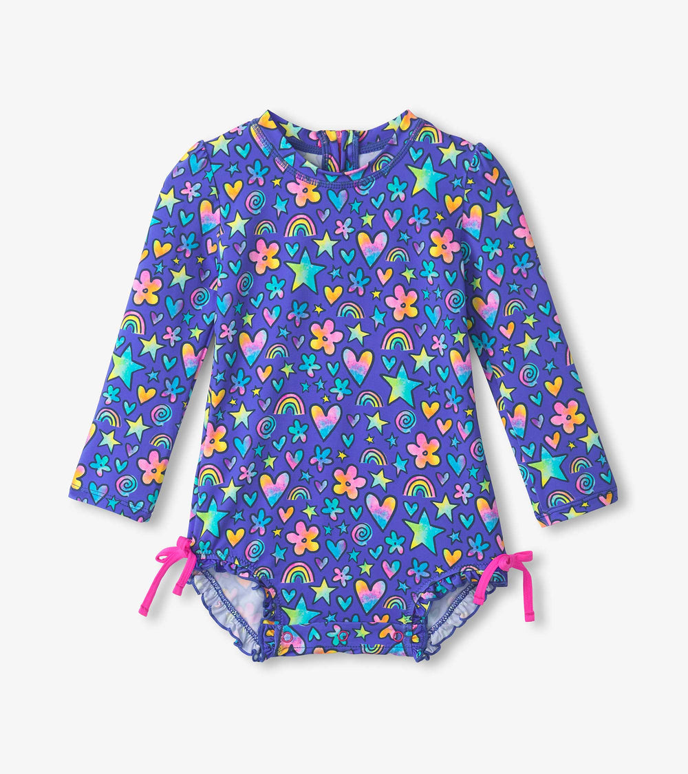 Baby Girls Watercolor Doodles Rashguard Swimsuit | Hatley Sale Baby & Toddler