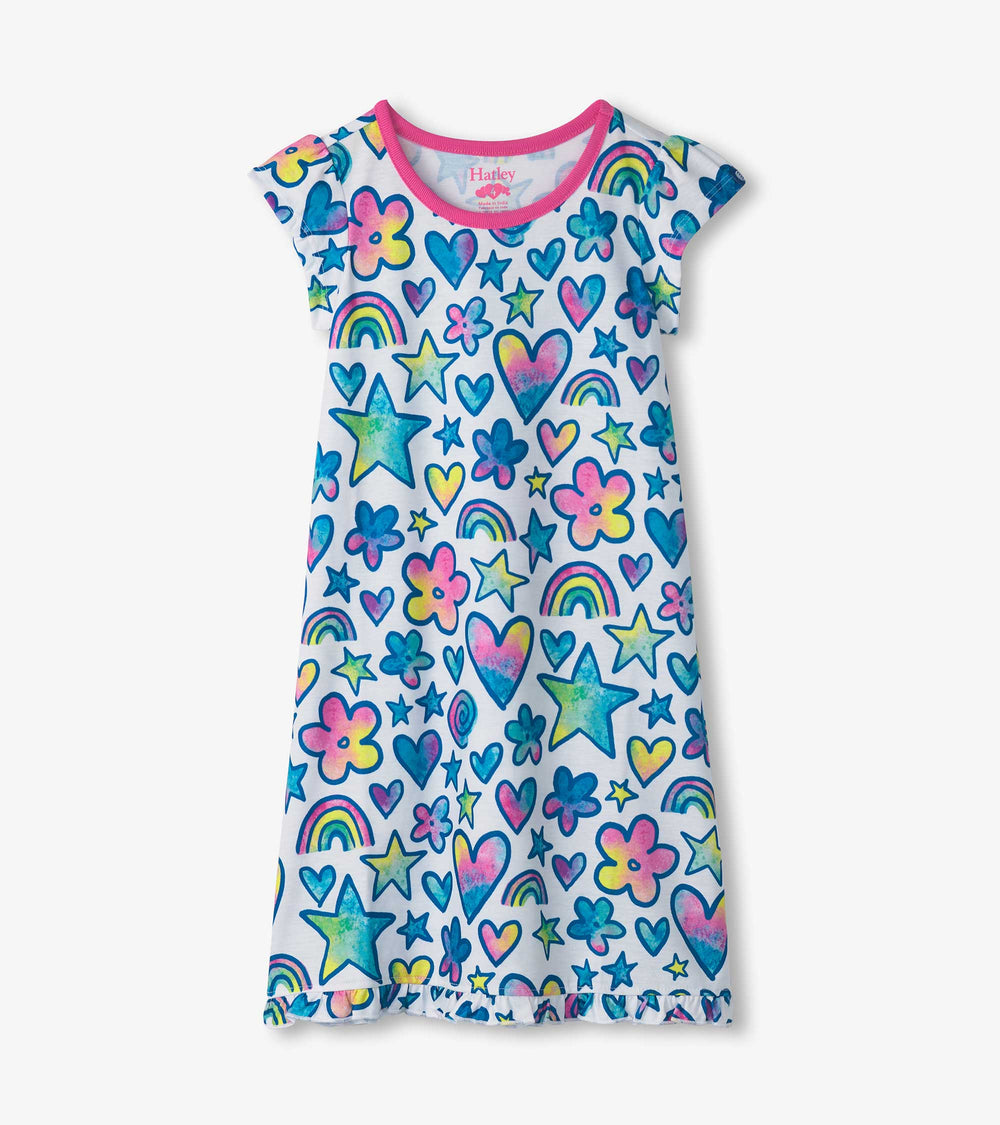 Girls Watercolor Doodles Nightdress | Hatley