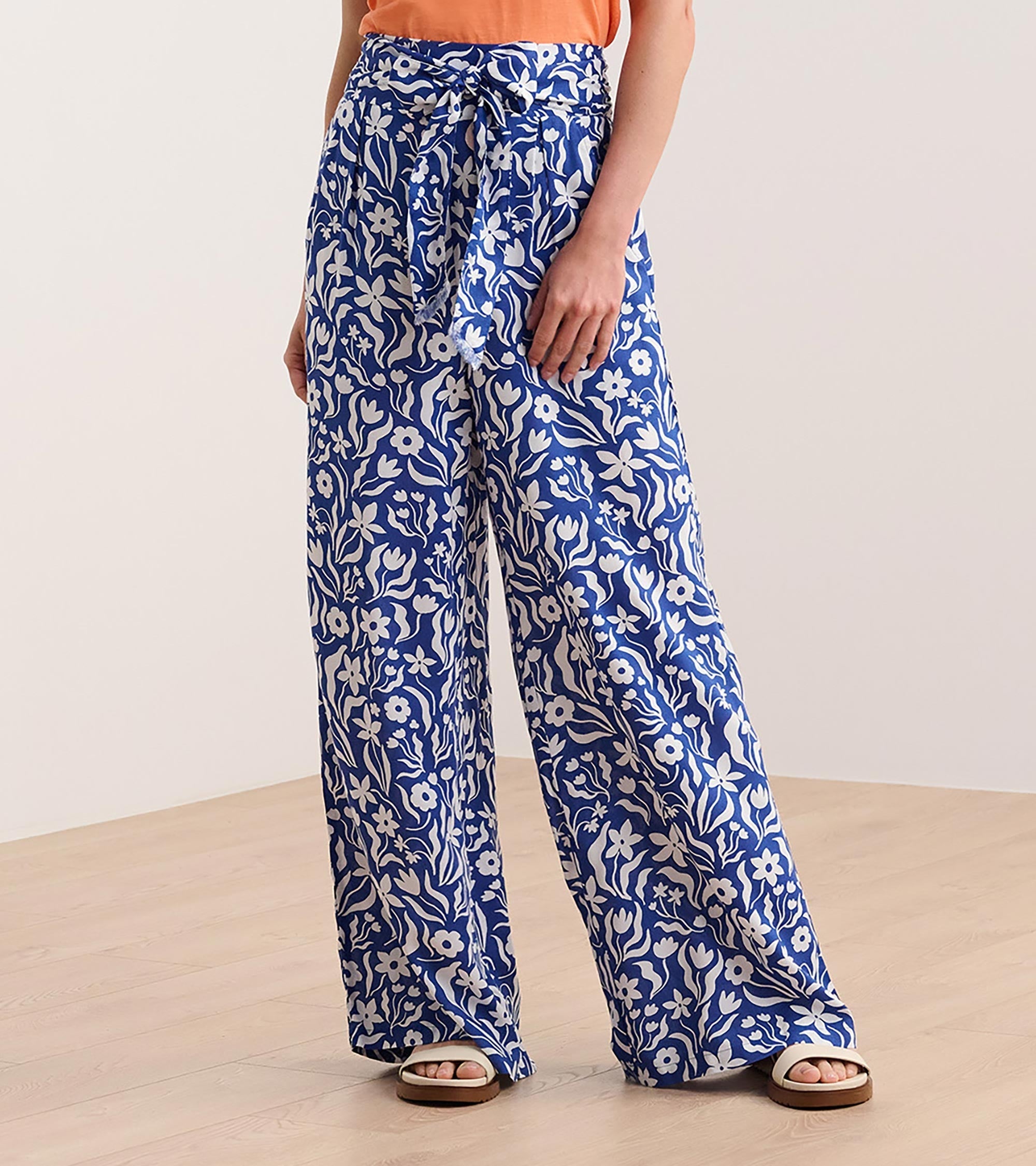 Belted Wide Leg Pants - Wavy Flowers | Hatley Discount Women