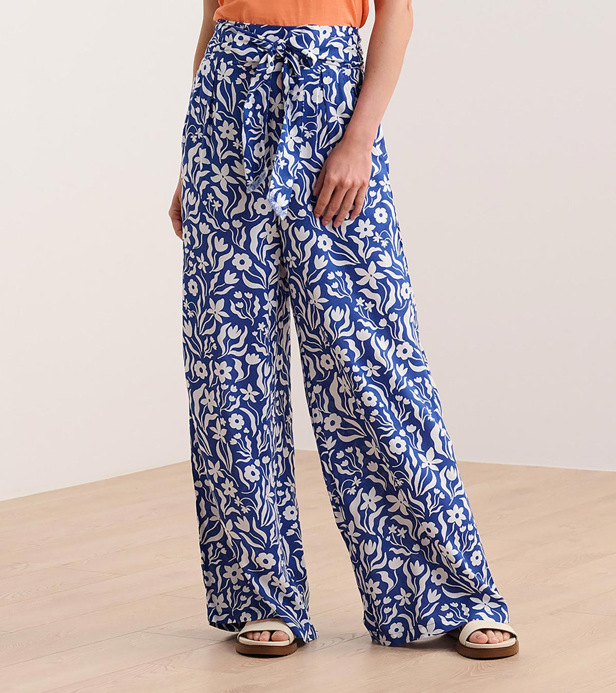 Belted Wide Leg Pants - Wavy Flowers | Hatley Discount Women