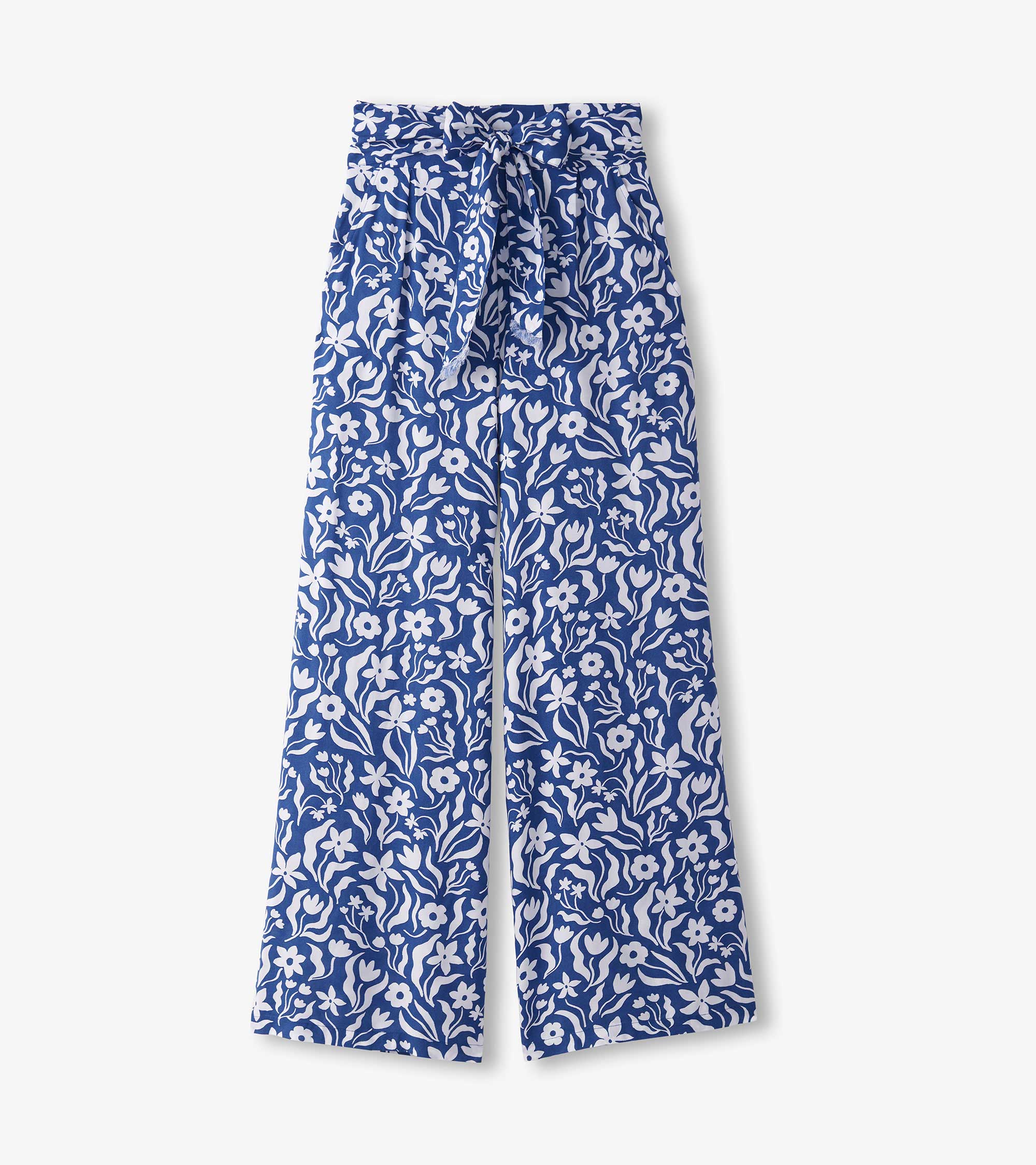 Belted Wide Leg Pants - Wavy Flowers | Hatley Discount Women