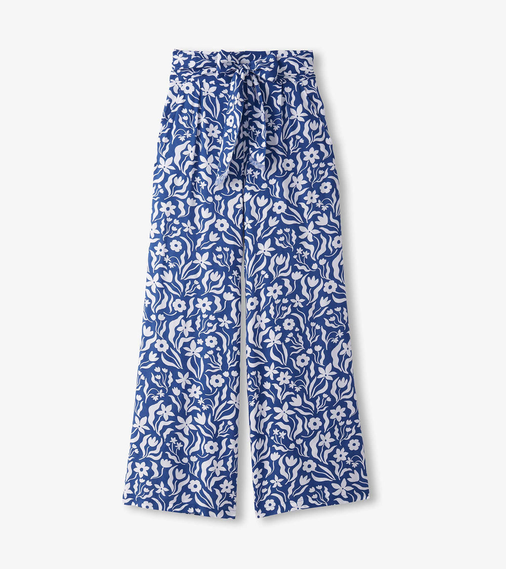 Belted Wide Leg Pants - Wavy Flowers | Hatley Discount Women