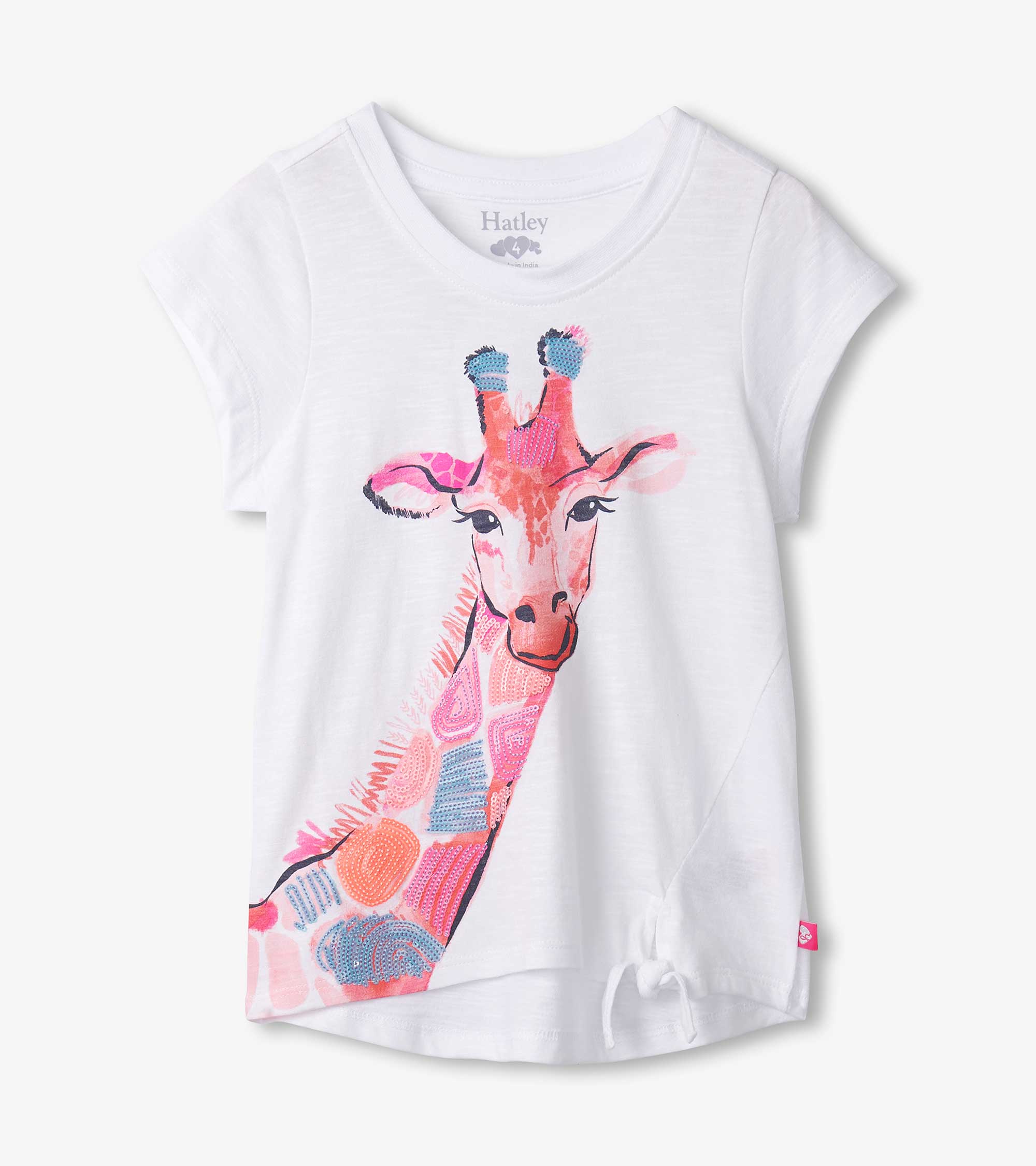 Girls Happy Giraffe Tie Front T-Shirt | Hatley Outlet Girls