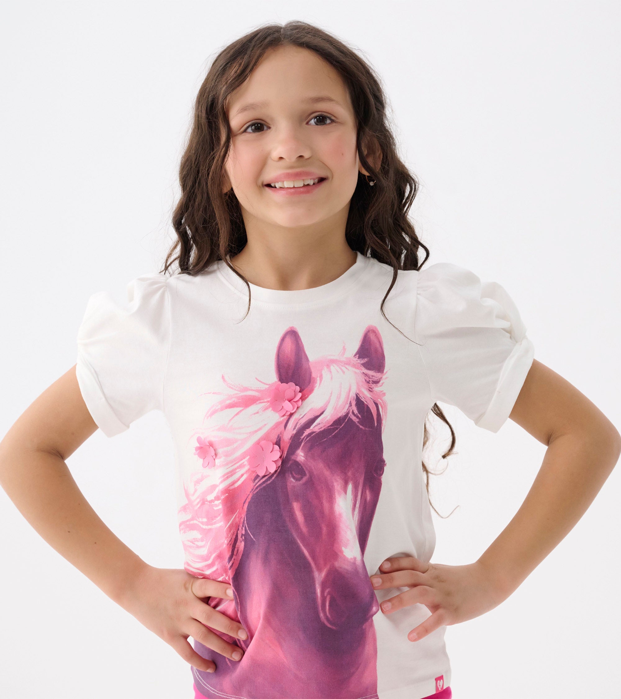 Girls Soft Horse Twisted Sleeve Tee | Hatley US Girls