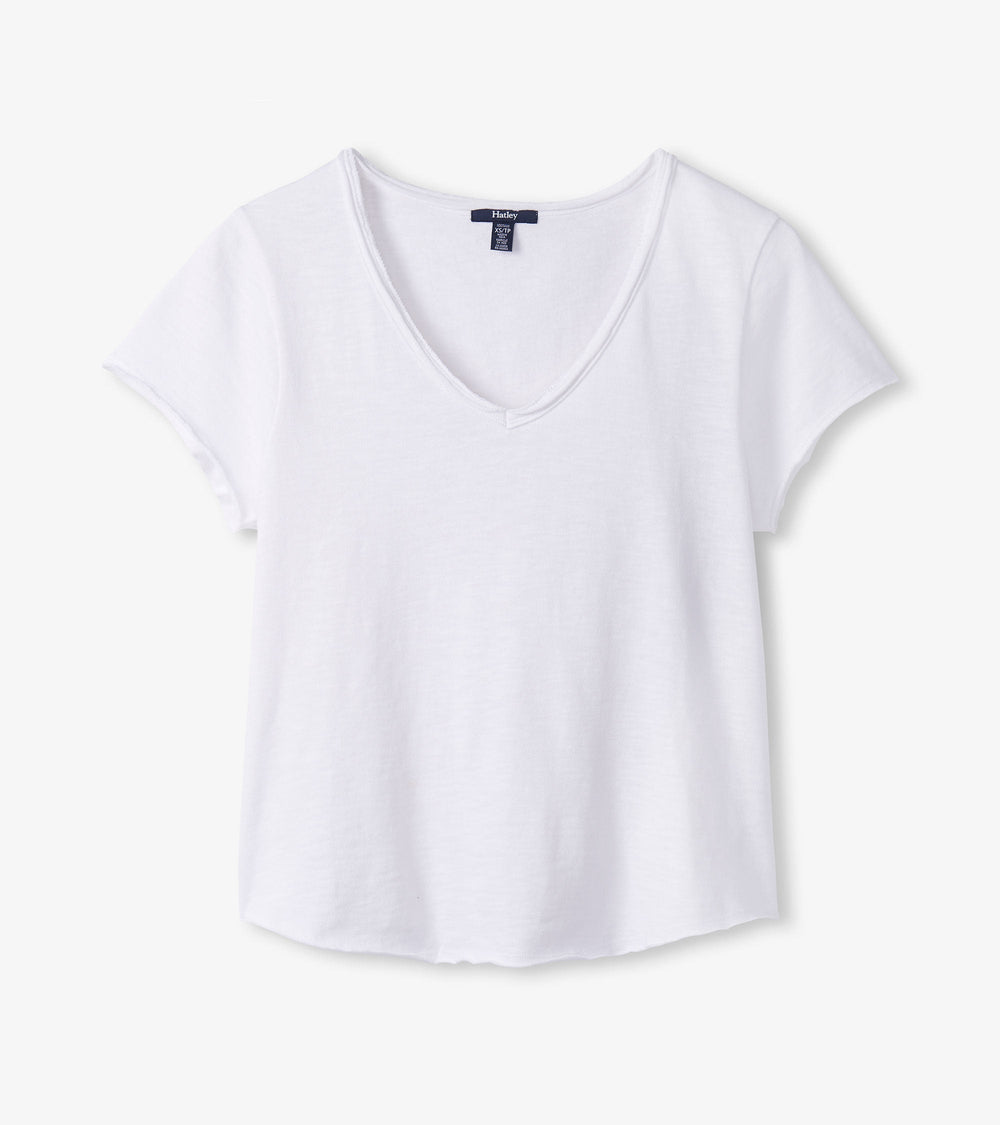 Sadie V-Neck Tee - White | Hatley Discount Women
