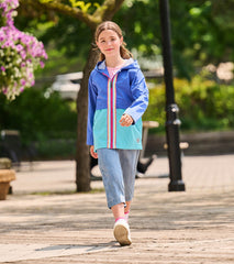 Girls Blue Colorblock Jersey-Lined Rain Jacket | Hatley US Girls