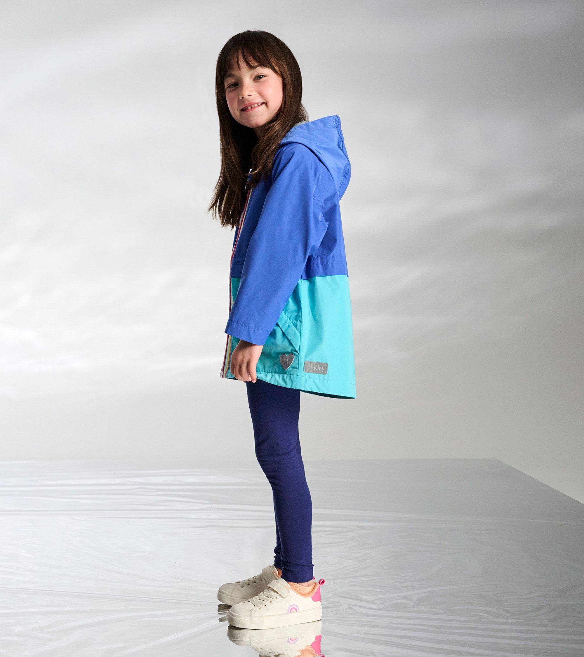 Girls Blue Colorblock Jersey-Lined Rain Jacket | Hatley US Girls